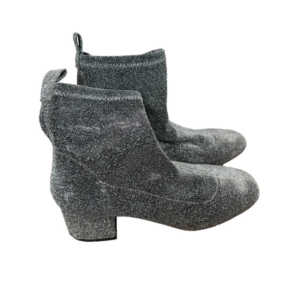 Forever 21 Women's Glitter Silver and Black Sparkle Booties